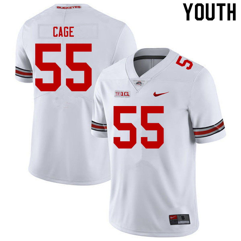 Youth Ohio State Buckeyes #55 Jerron Cage White Authentic College Stitched Football Jersey 23UU047TQ